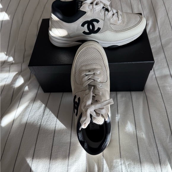 CHANEL Shoes - CHANEL Ivory and Ebony Athletic Shoes SZ 40 full set